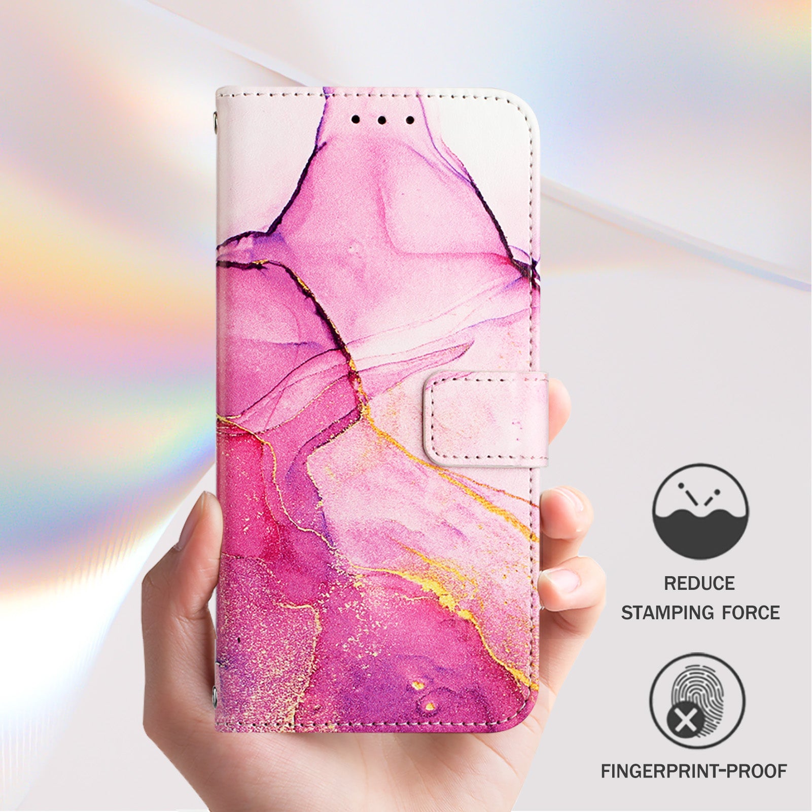 For Samsung Galaxy A16 5G / A16 4G Case YB Pattern Printing Leather Series-5 Marble Pattern Wallet Phone Cover - Pink / Purple / Gold LS001 For Samsung Galaxy A16 5G / A16 4G Case YB Pattern Printing Leather Series-5 Marble Pattern Wallet Phone Cover - Pink / Purple / Gold LS001
